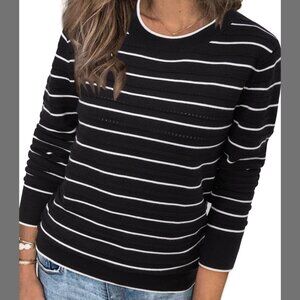New Womens  Striped Sweater, S Fashion Crew Neck Long Sleeve